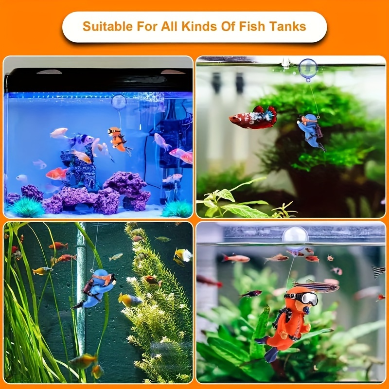 

2pcs Adorable Diver Aquarium Decorations - Interactive Floating Accessories For Turtle Tanks, Adds Charm - Create A Magical Underwater Experience