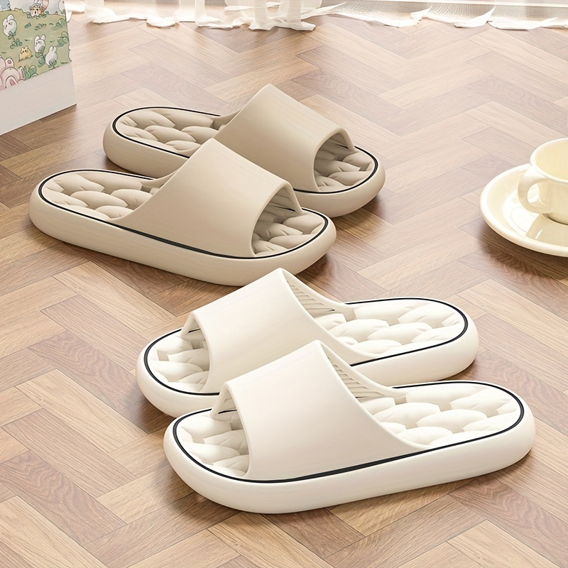 

Simple Solid Color Slides, Casual Open Toe Soft Sole Shoes, Comfortable Indoor Home Bathroom Slides