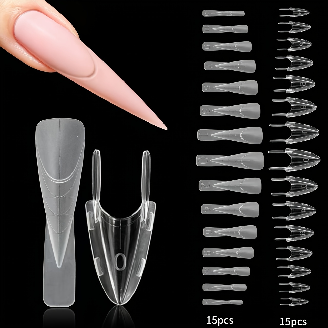 TEMU Nuevos moldes de uñas de capa con pinza, media y acabado mate - 30 piezas de moldes rápidos para extensión de uñas, tres funciones diferentes: