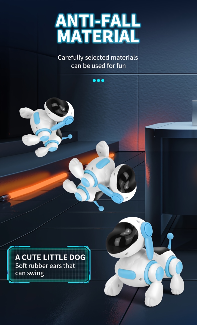 Juguete interactivo de robot perro que canta y camina para niños pequeños - Compañero de aprendizaje temprano con música, modo de baile, velocidad ajustable y luces, plástico ABS duradero, alimentado por batería (baterías no incluidas) - Azul cielo, verde claro, rosa, entretenimiento para niños pequeños, diseño juguetón, seguro para niños pequeños