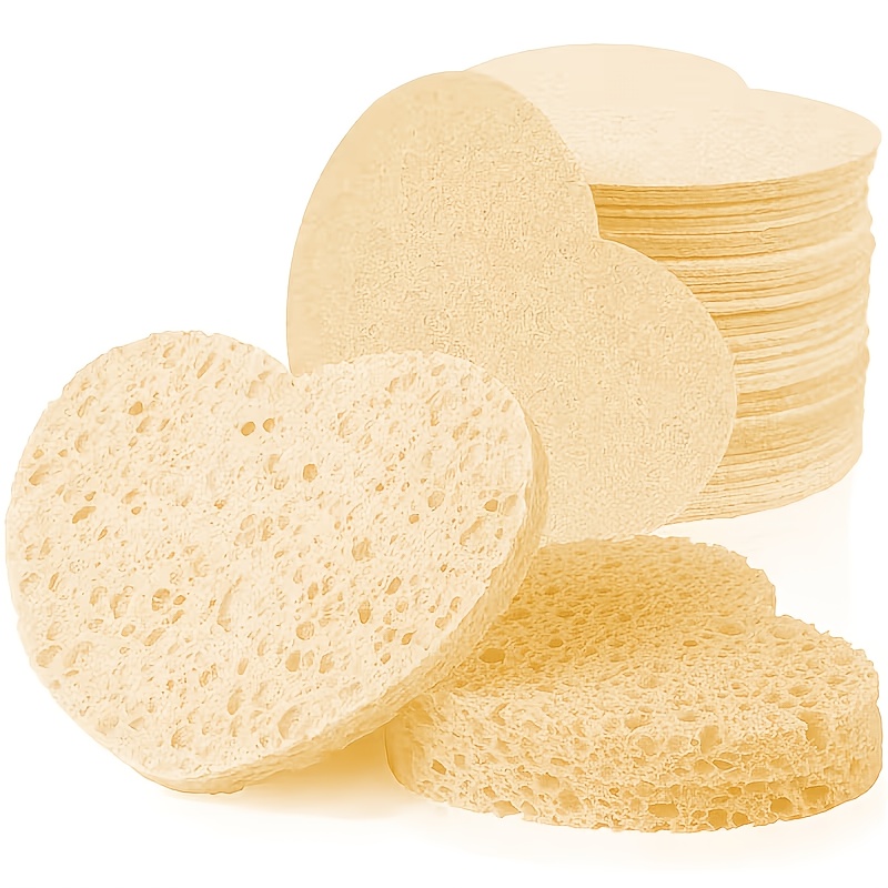36/48pcs Heart-Shaped Compressed Facial Sponges for Cleansing