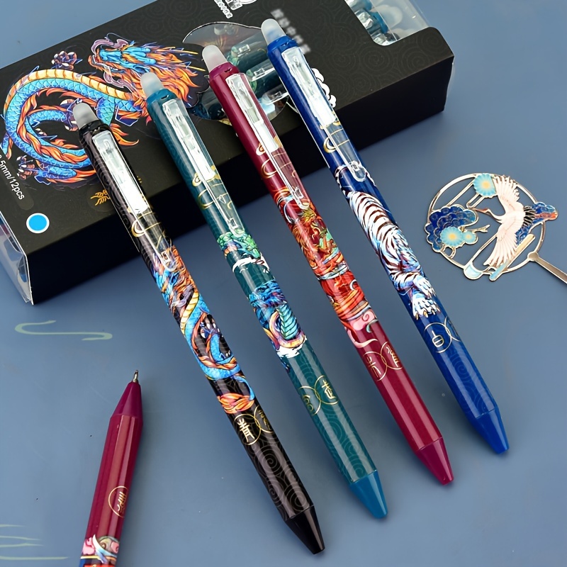 

Stylo effaçable de style national : 4 options de couleur avec encre liquide et pointe fine - Convient aux étudiants et à une utilisation au bureau