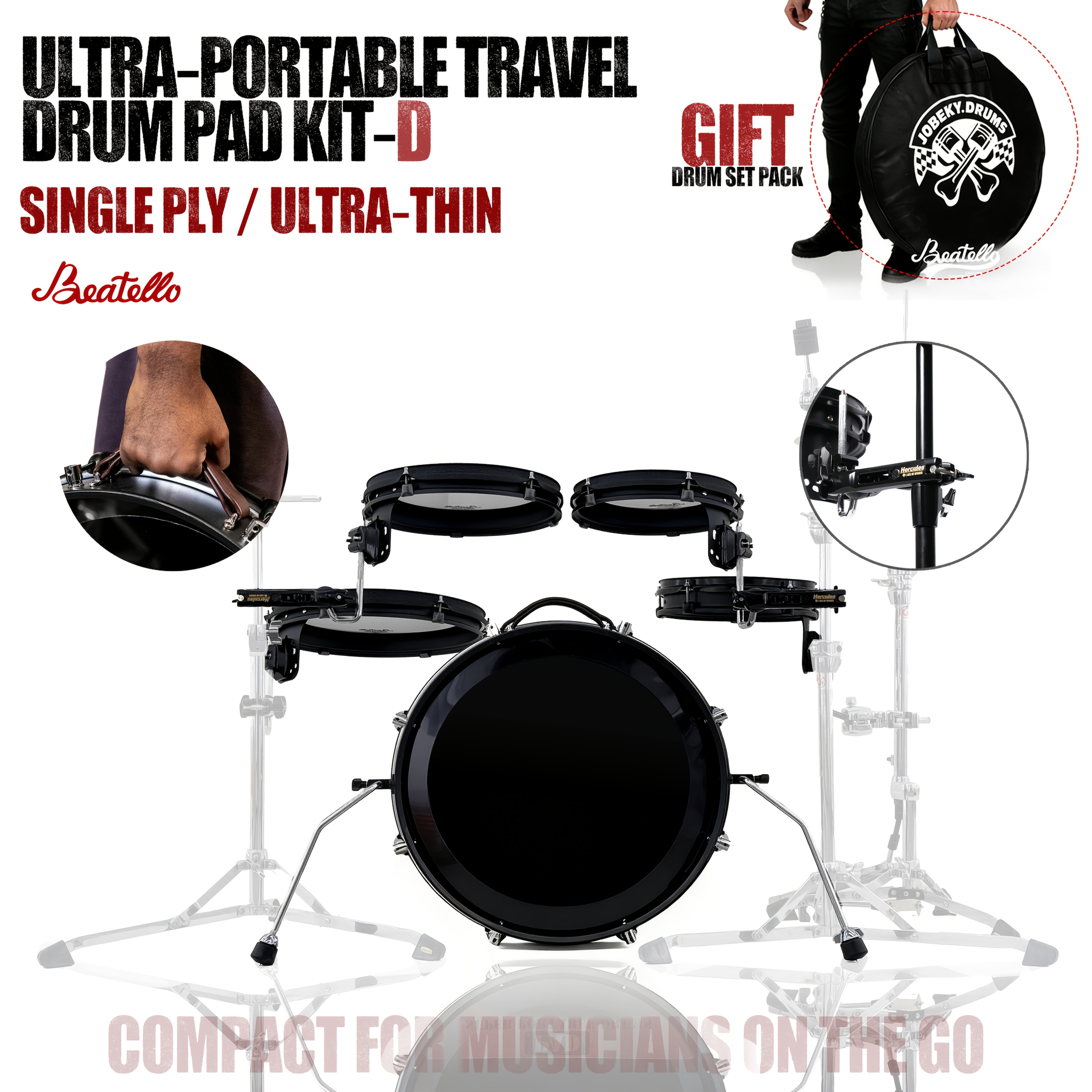   13 10 6pcs tablet drum set portable drummers 4 5cm shell metal rim single sided head low frequency resonance extremely compact portable reliable   street stage carnival present for him her