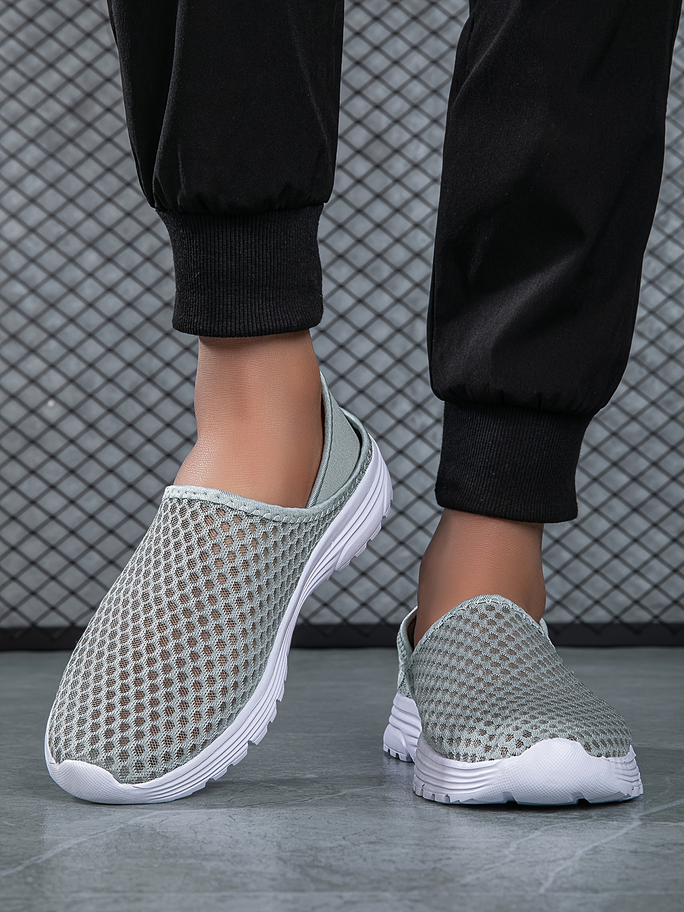 Men's Lightweight Breathable Mesh Slip-On Sneakers - Quick Dry, Comfortable Casual Shoes for Outdoor, Camping & Casual Attire, Light Blue
