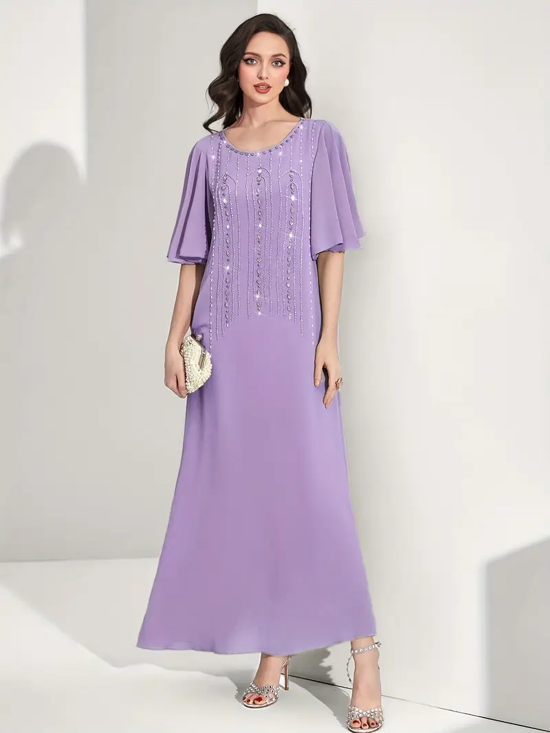 lavender chiffon dress with sleeves CTIUYA Lavender Dress for Women Plus Puff Sleeve Chiffon Dress (Color : Violet Purple, Size : 4XL) : Buy Online at Best Price in KSA