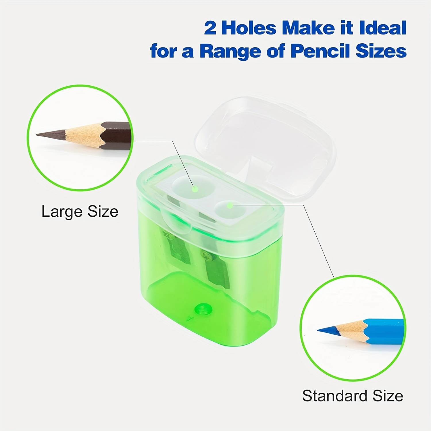 Taille-crayon Manuel à Double Trou Avec Récipient - Lame Acier Inoxydable - Portable, Pour école, Bureau - Couvercle De Sécurité (rose)