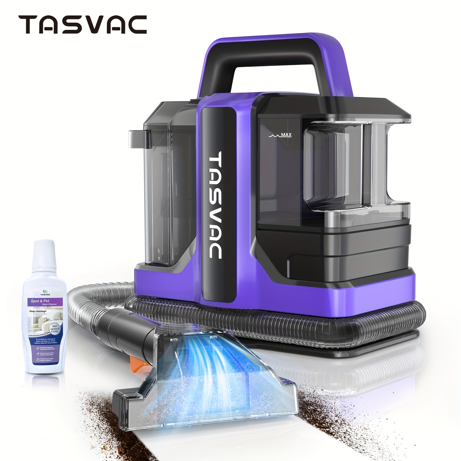 TEMU Tasvac Portable Carpet Upholstery Spot Cleaner Machine, 42kpa Powerful Suction, 5ft Long Hose & 16.4ft Power Cord, 1080ml Large-capacity Water