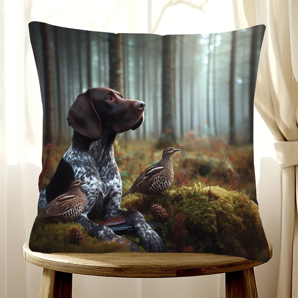 

Vintage-style German Shorthaired Pointer And Quail Hunting Scene, Machine Washable Zipper Throw Cover, Woven Polyester Decorative For Room Types, 18x18 Inches - 1pc By Silrde46