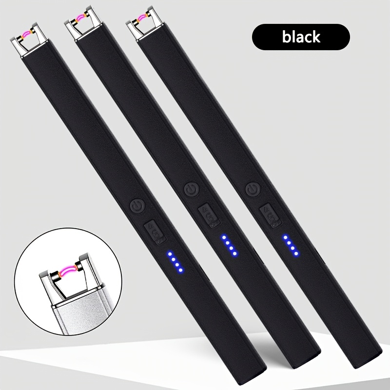3pcs Rechargeable Arc USB Lighter - Windproof, Dual Protection Safety Lock, Long-Lasting Battery, Type-C Charging, Ideal for Candles, Gas Stoves, Outdoor Camping & BBQ, Compact Design, Camping Gear | Modern Lighter | Durable Construction, Lighter Rechargeable