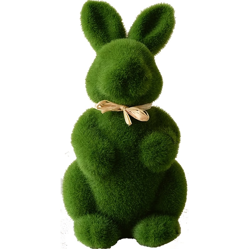 

Easter Decoration Bunnies: Moss-finished Resin Rabbit Figurine, Green Plush Easter Bunny Statue, Spring Easter Home Office Table Decor, Party Supplies Gifts.