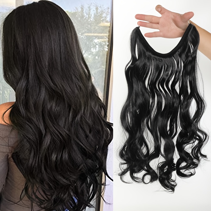 Image of Invisible Clip-free Curly Wave Hair Extensions For Women - Heat Resistant, Long Synthetic Hairpieces, Wig, Accessorie, Hair Extensions