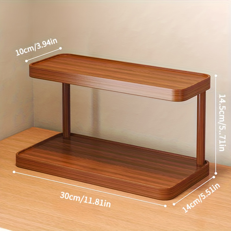 two tier coffee cup holder shelf glossy wood storage rack with tabletop shelf suitable for   room desk floor standing shelf for mugs plants books space saving modern for or office use standing shelf