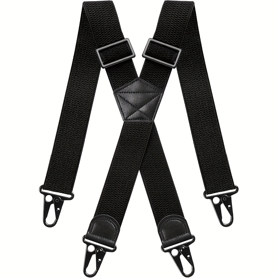 Image of Men's Adjustable Suspender Belt With Alloy - X-shaped Hook Straps, , High Elasticity, For Everyday Wear, Casual Wear Belt | Adjustable Strap Design | Durable Suspender, Suspender Belt