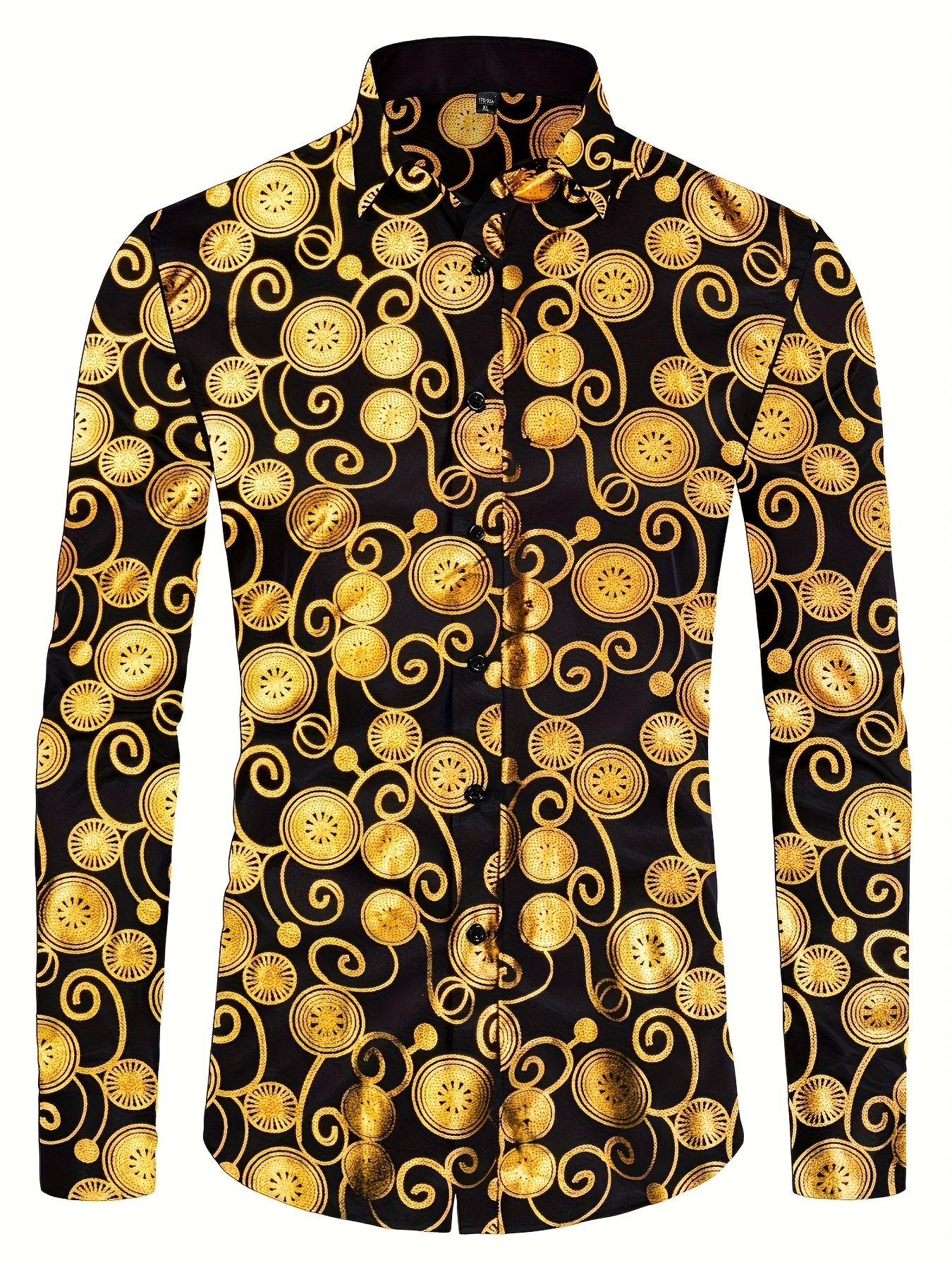 slim fit dress slacks Gold Cotton Shirt, Mens main image 1