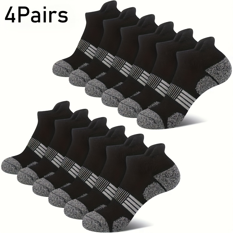 TEMU 4 Pairs Women's Sports Ankle Socks With Heel Tags, Cushioned Thick Sole Running Socks, Breathable Mesh Low Cut Sports Socks With Arch Support,