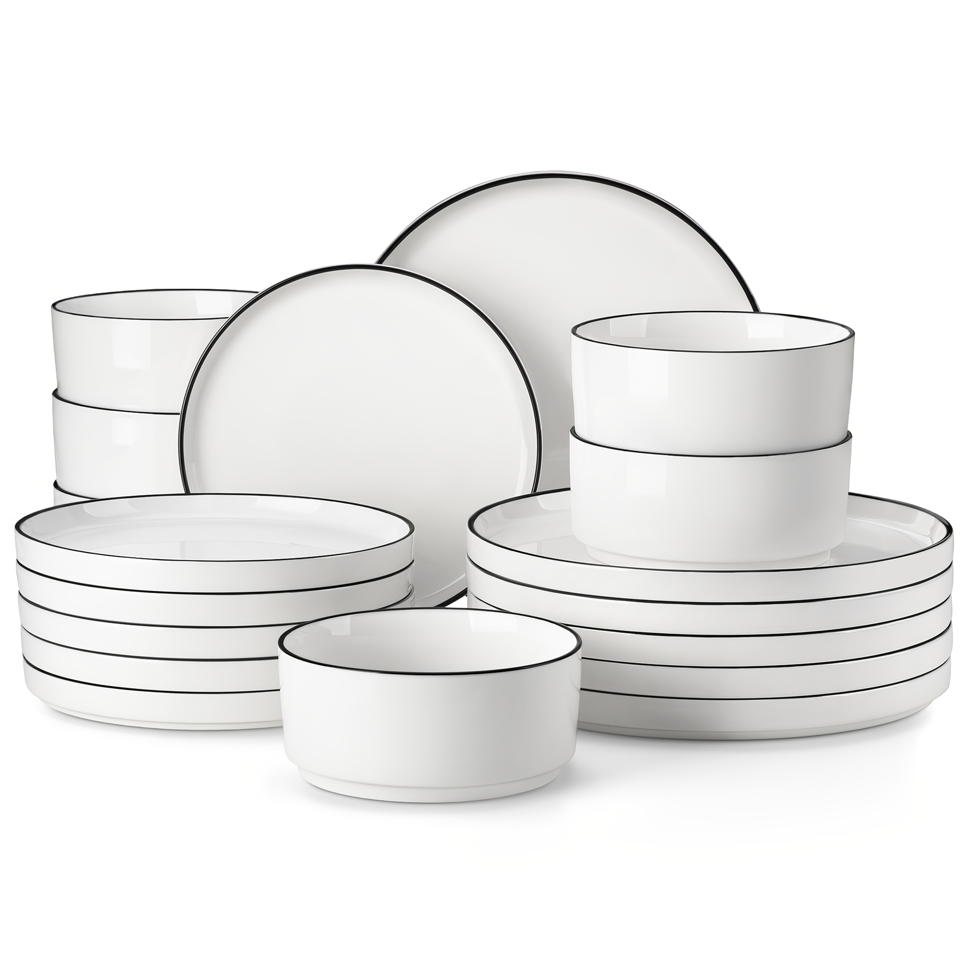 TEMU Set di e ciotole, set da da 18 pezzi in porcellana per 6 persone, set di stoviglie moderne, lavabili in lavastoviglie e adatti al microonde
