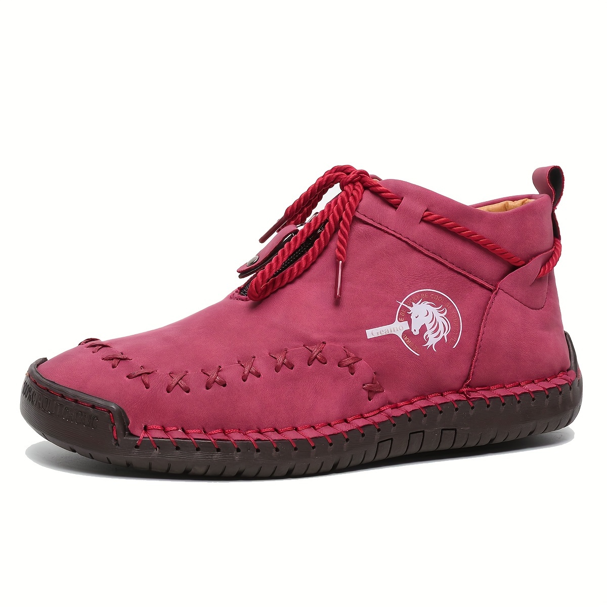 Image of Women's Handmade Western Ankle Boots, Hand-stitched Outdoor Casusal Shoes, Women Shoes