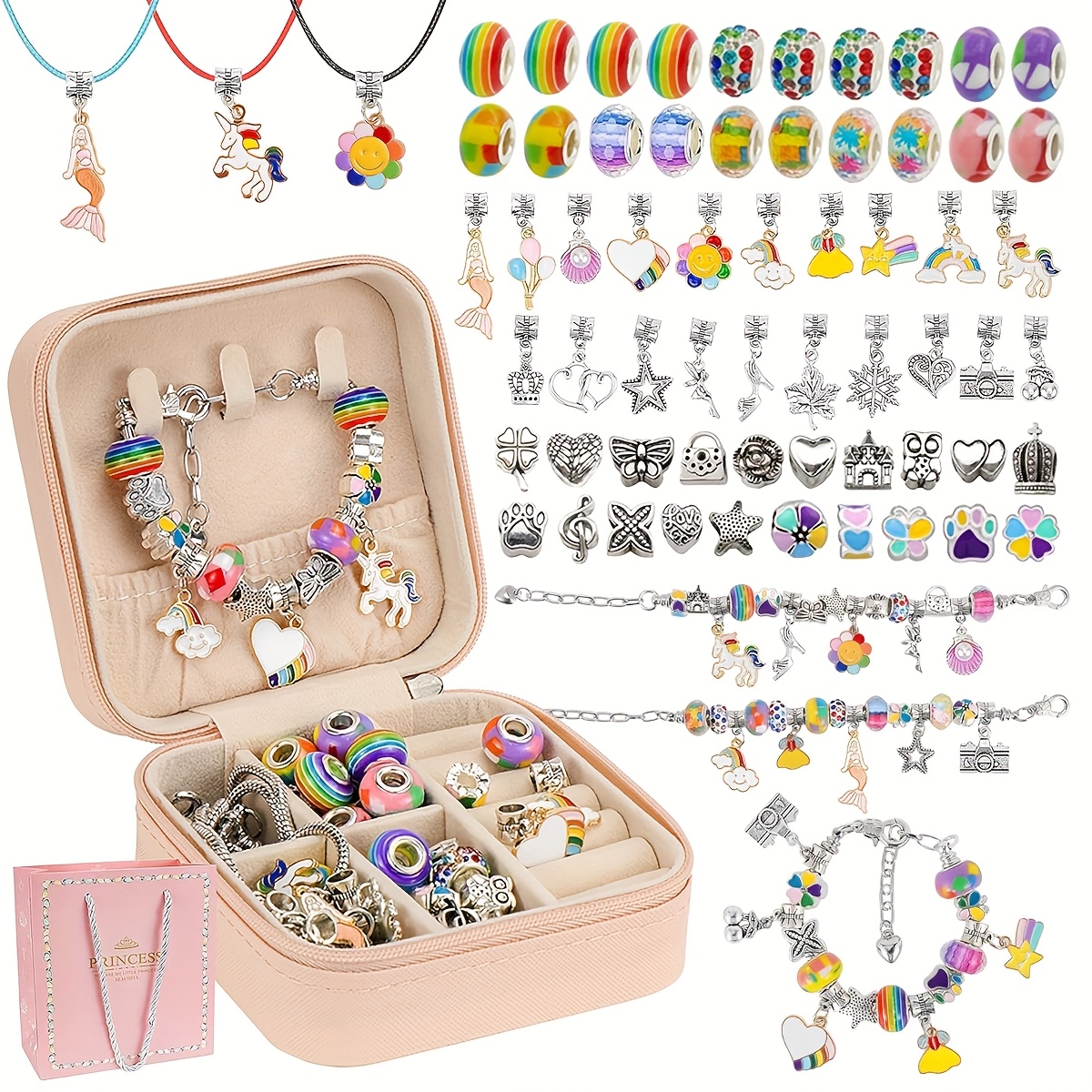 TEMU Charm Bracelet Making Kit, 68pcs Diy Beaded Jewelry Making Kit