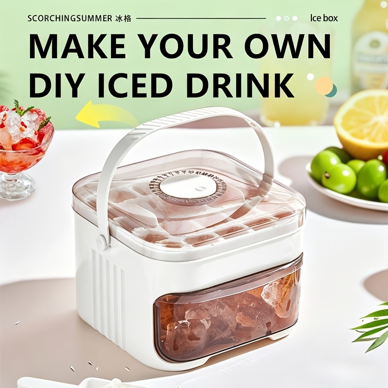 Image of A Double--in-one Cube Of Ice Storage Tray. Suitable For Storing Ice Cubes In The Refrigerator, Taking Up Little Space. With Coffee And Cold Drinks, Is An Gift For