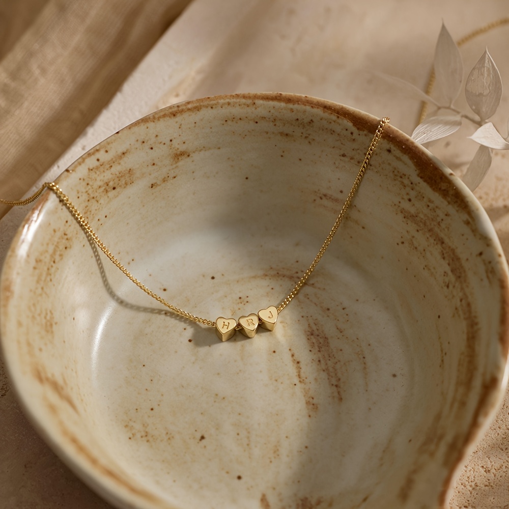 Custom Heart Letter Necklace in Stainless Steel