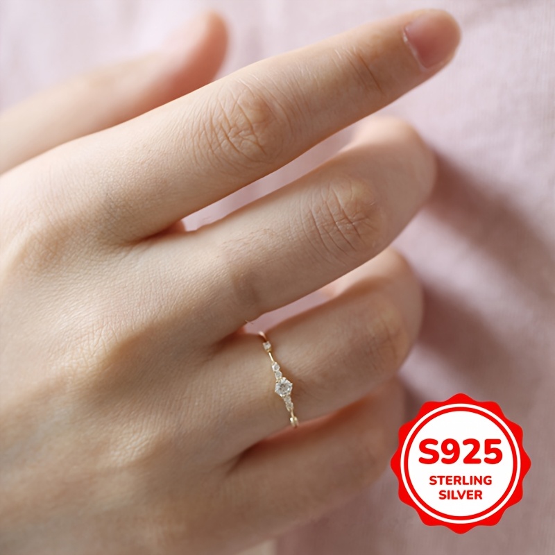 925 Sterling Silver Zirconia Ring Women'S Birthday Gift