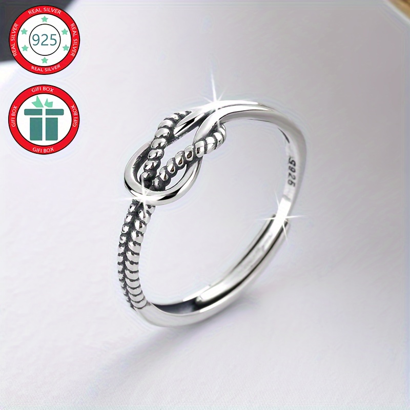 

925 Sterling Silver Ring Retro Adjustable Ring For Men And Women Daily Outfits High Quality Jewelry 1.7g/0.06oz