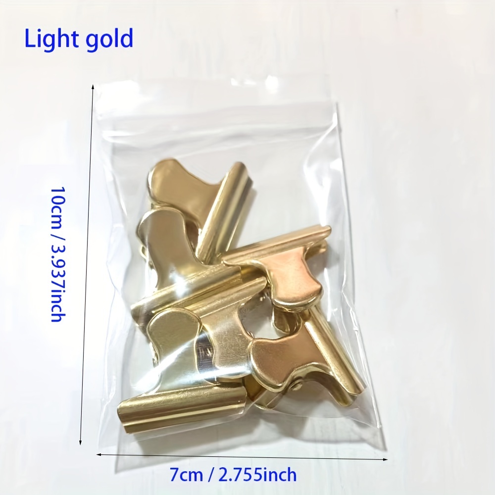TEMU 6pcs/bag, Golden/light Golden - Rose, Silvery - Antique Bronze, Red Bronze, Thickened Material Vintage Clips/metal Bill Clips, Test Paper Clips,