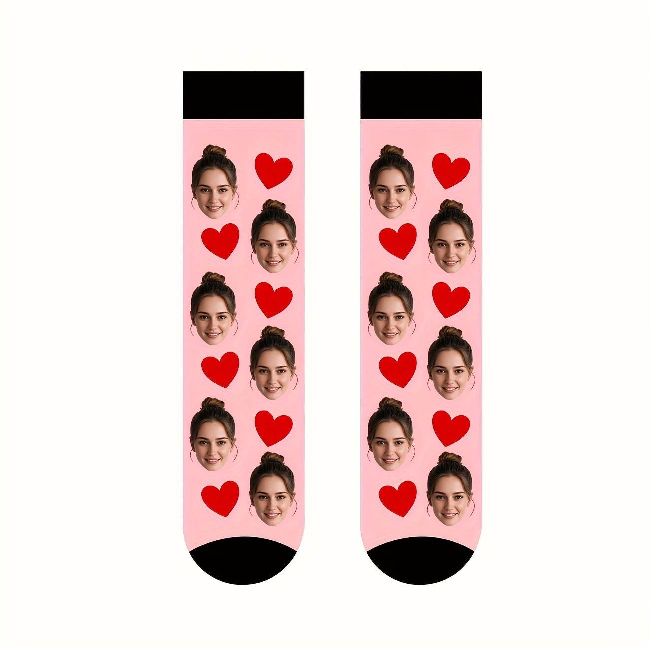 TEMU 1 Paire de Chaussettes Unisexe Photo Personnalisée Transfert Thermique Impression Motif Visage Personnalisé Chaussettes Confortables Respirantes
