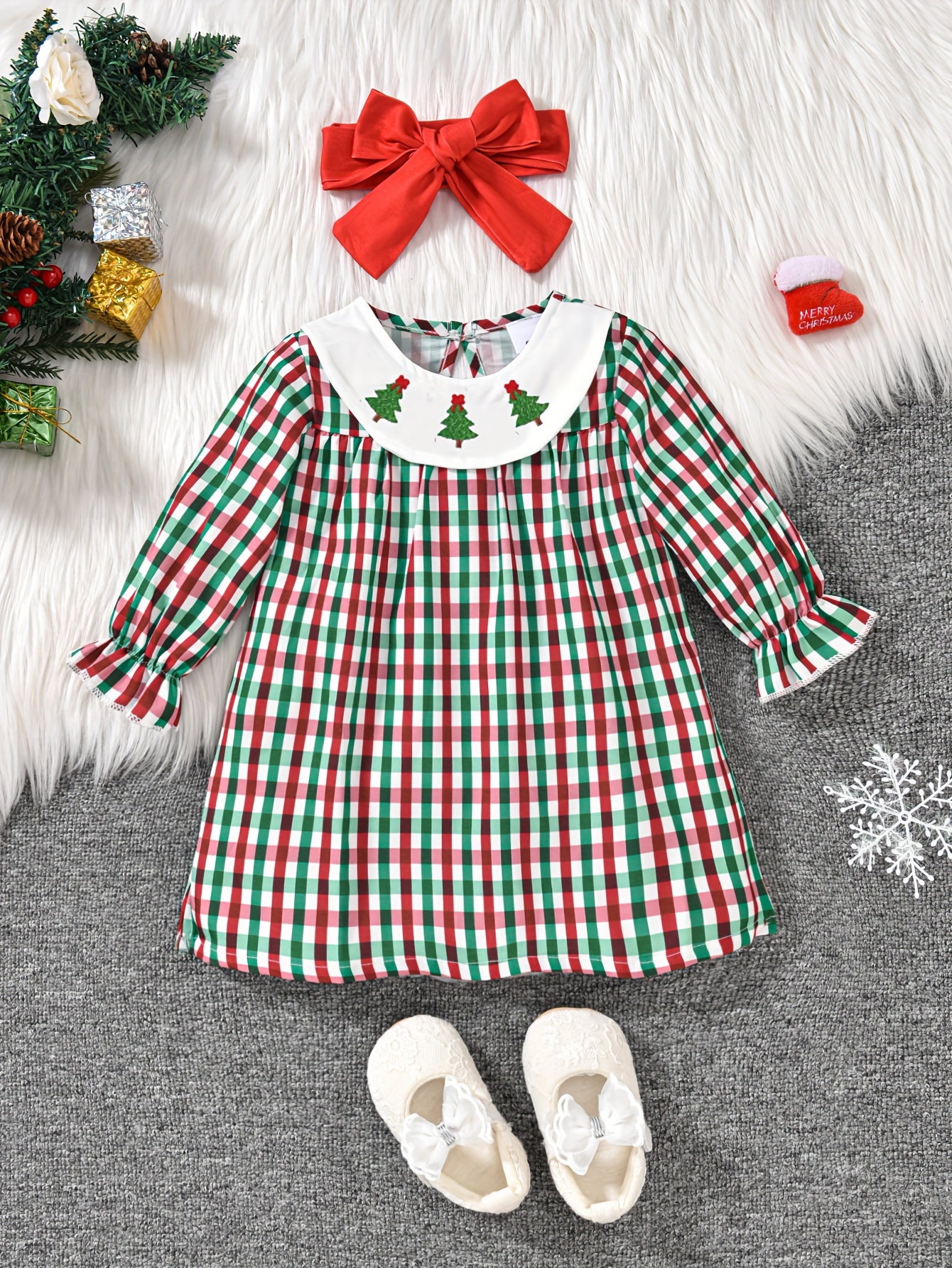 Carreaux Robe BÃ©bÃ© Noel Fille Robe De Noël Pour Bébé Fille à