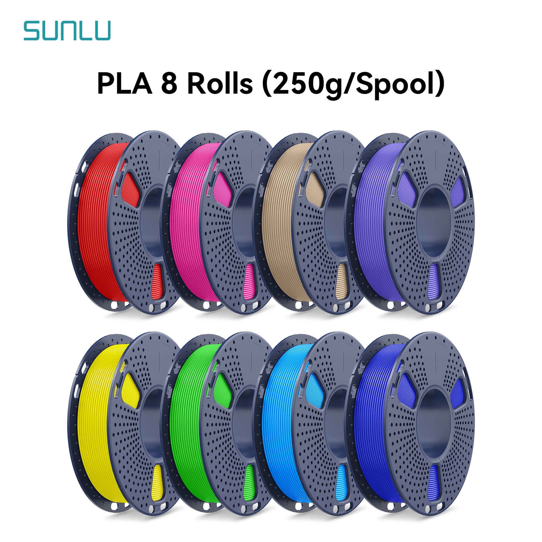TEMU SUNLU 8er-Pack 2 kg PLA-Filament, mehrfarbig, kompatibel mit 3D-Druckern für FDM/FFF-Drucker, 8 Farbspulen (0,25 kg pro Rolle) mit gleichmäßigem