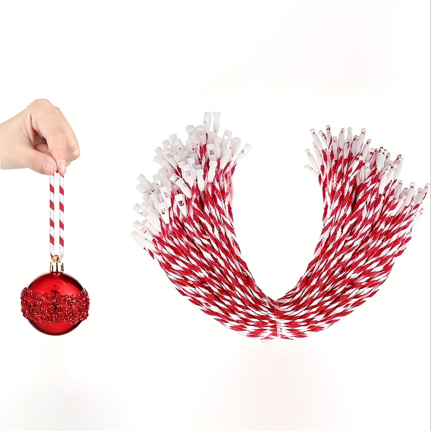 

100pcs Red & Christmas Strings Snap - Polyester Hanging For Decorations, Crafts &