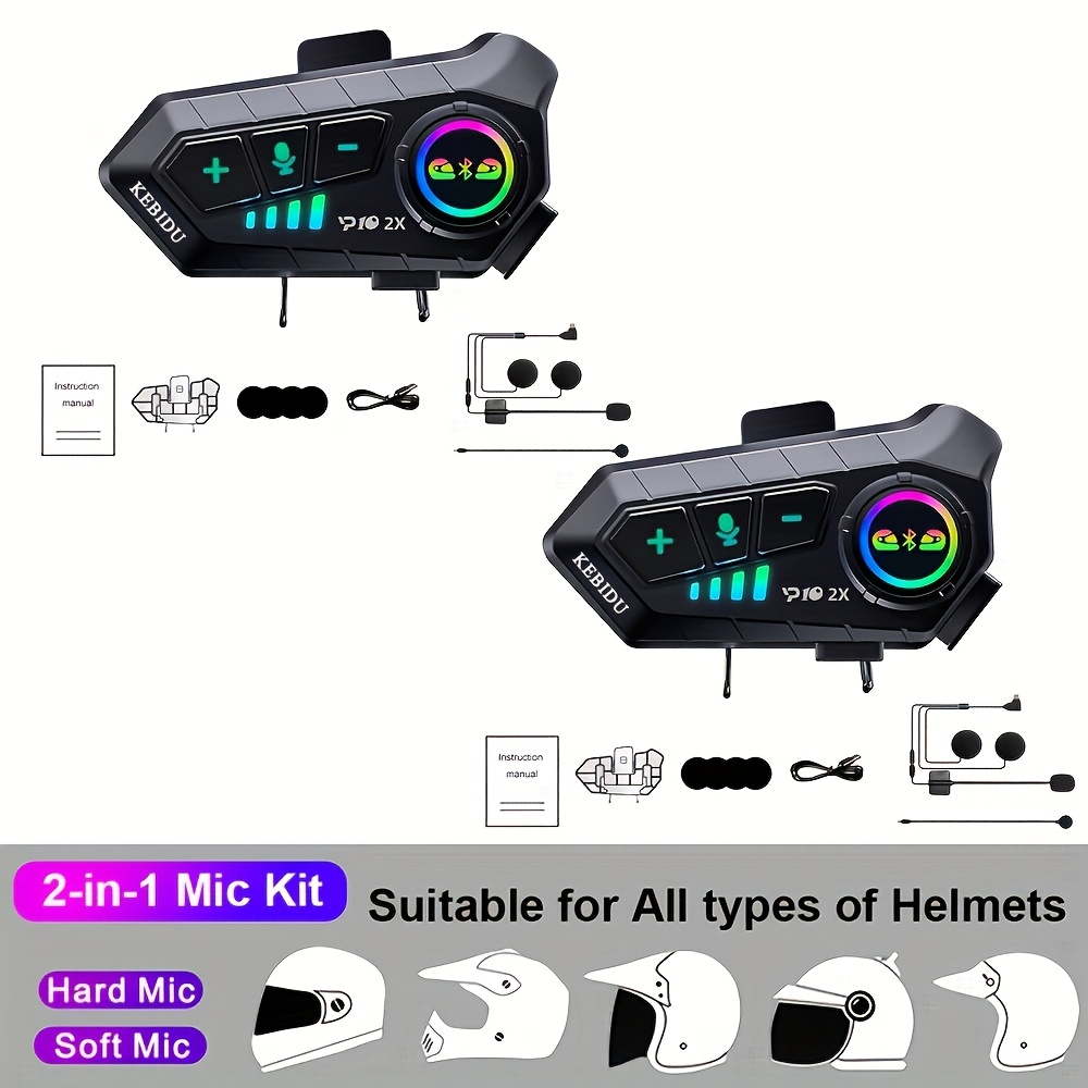 Motorcycle Helmet Intercom, Riding Intercom, Two-person Communication Riding Intercom Headset, Suitable For Helmets, Music Headphones