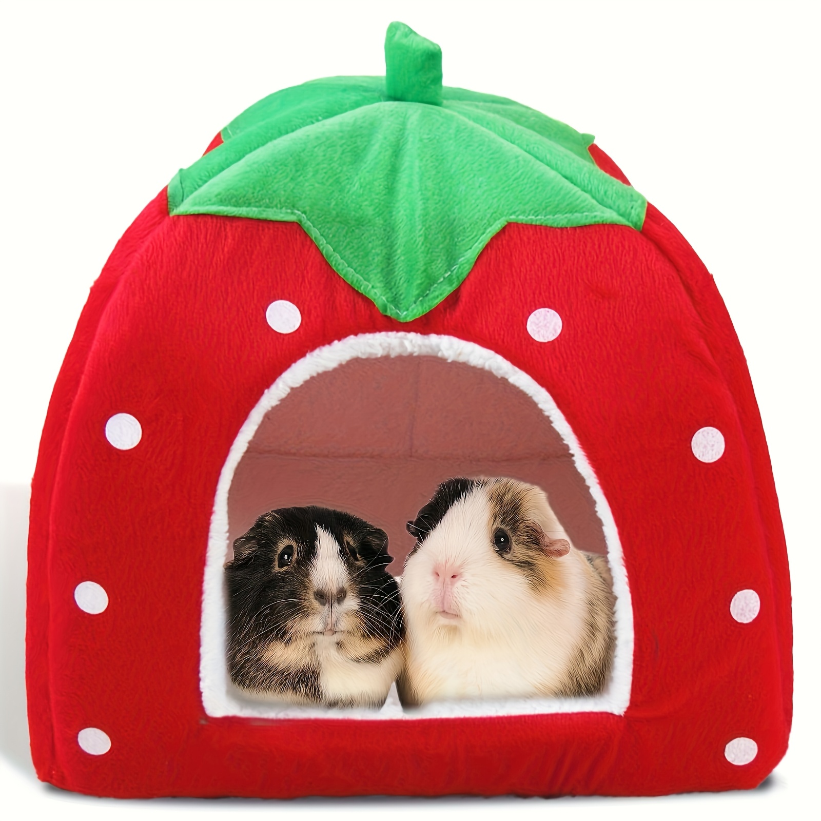 1pc Removable And Washable Guinea Pig Hamster Rabbit Small Pet Warm Hideaway Villa-style Semi-enclosed Optional Strawberry Nest