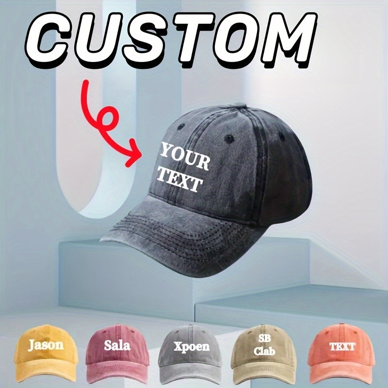 

Washed Distressed Custom Hat Personalized Baseball Cap Customizable Text Dad Hats For Men & Women Lightweight Adjustable Sports Hats