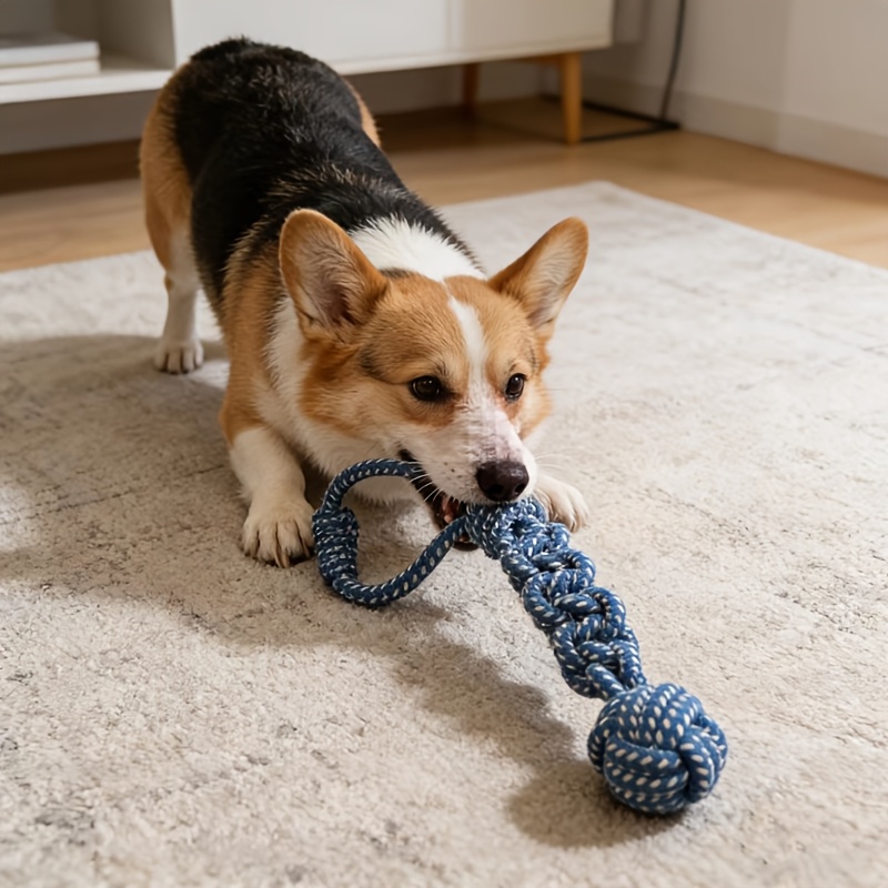 TEMU 【犬用】インタブな引っ張り合いノットおもちゃ：歯のクリーニングに役立つノット構造、丈夫なインタブゲームおもちゃ。庭での屋内・屋外の隠れんぼゲームに最適。ペット用品。