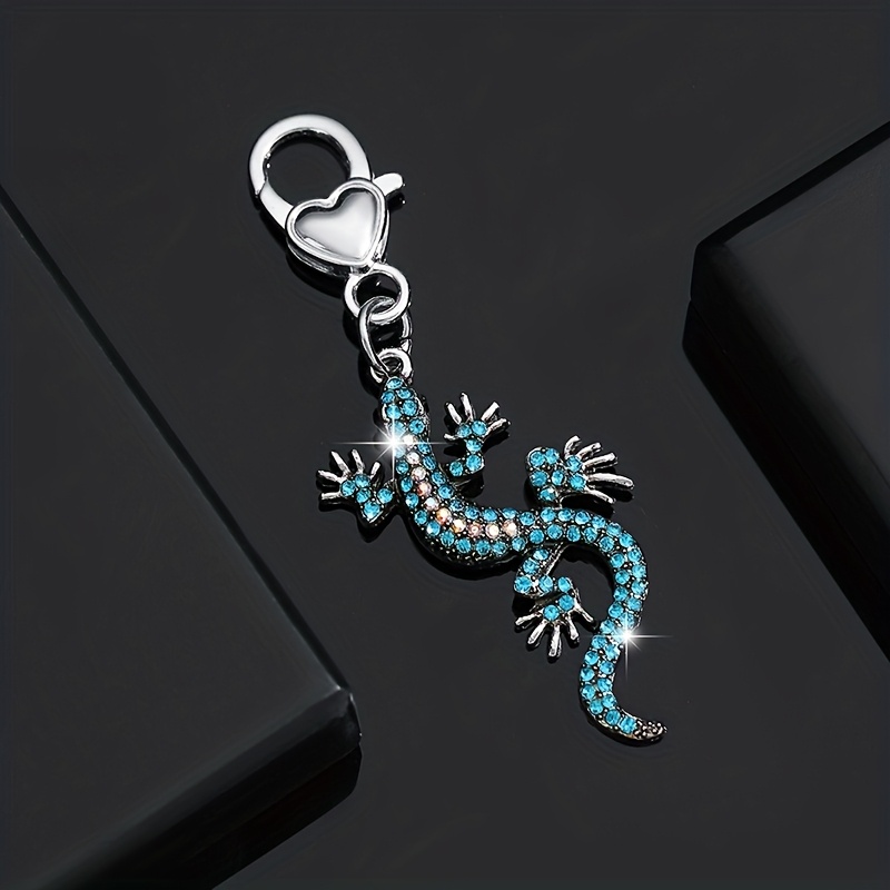 1pc Men's Lizard Keychain - Heavy-duty Alloy Lizard Charm With Sparkling /green/golden/grey/golden-tone Accents, Scratch-resistant & High Quality, Durable Metal Key Ring For Car, Bag