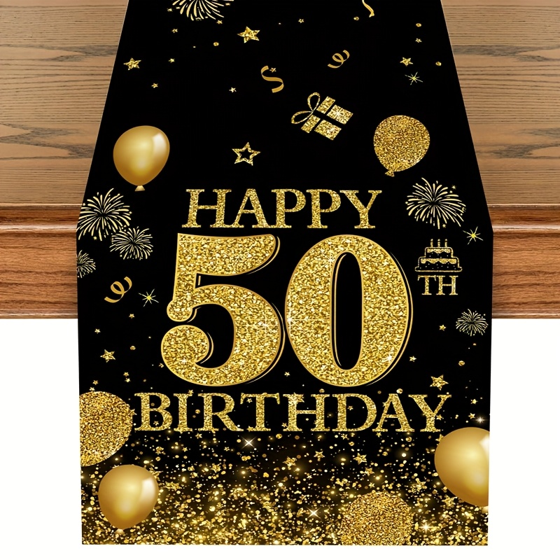 TEMU 50th Birthday Table Cover - Golden & Black Glitter Number 50 Centerpiece Decorations, Elegant Anniversary Party Table Decorations Suitable For 50 Years Old Birthday Party Supplies