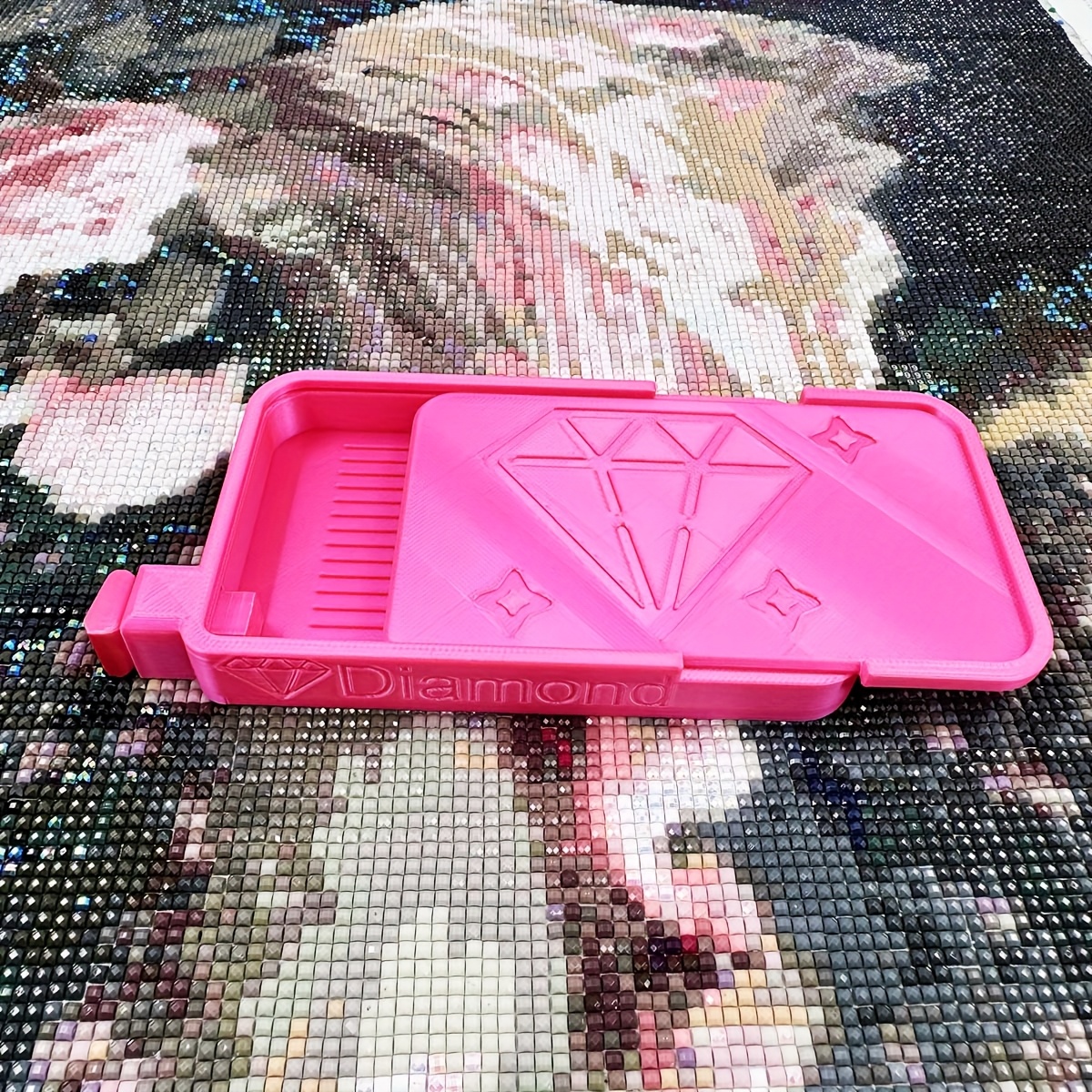 Boat-shaped Diamond Painting Tray, New Diamond Painting Tools With Patterns And Letters , Fully Enclosed Design To Prevent Diamonds From Falling The Tray