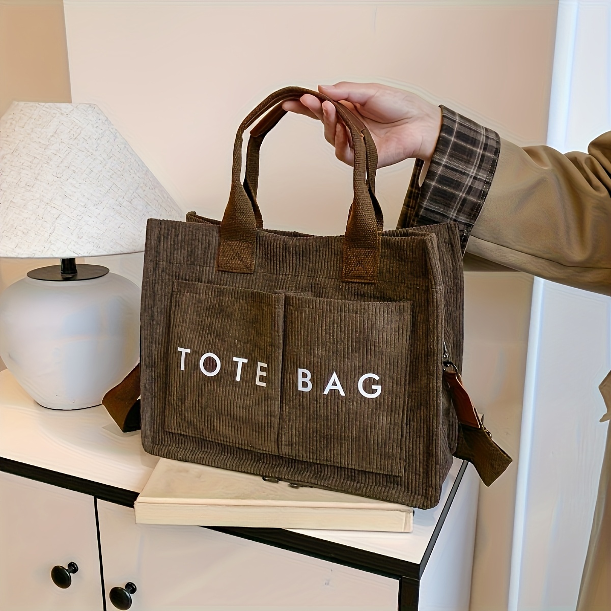 Easy Casual Women's Multi-pocket Tote Bag, Fashionable Daily Shoulder Bag Crossbody Bag