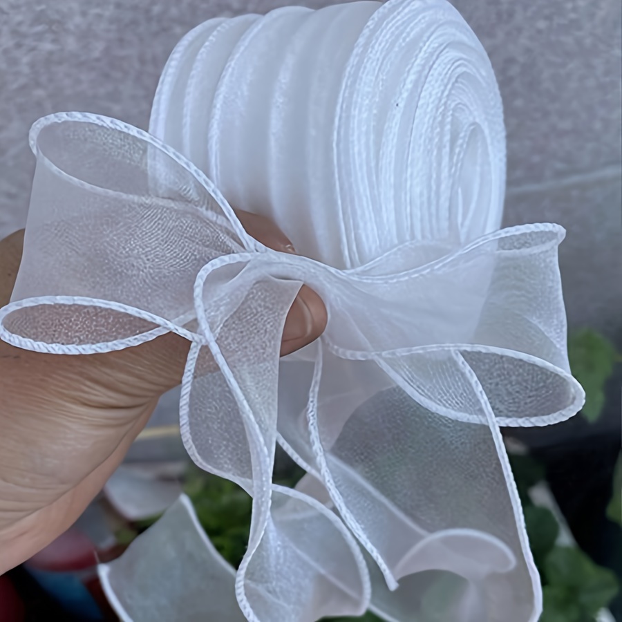 

1pc/2pcs White Sheer Organza Chiffon Ribbon, 1.5 Inch X 354 Feet, Plastic Material, Featherless, For Wedding, Birthday, Valentine's, Easter, Mother's Day Decorations