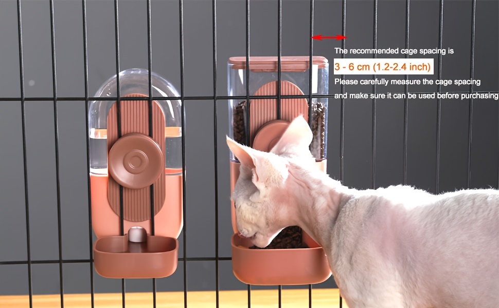 2pcs Hanging Automatic Pet Food Water Dispenser, Auto Gravity Pet Feeder And Waterer Set, Cage Cat Food Bowl Dog Feeding Station for Puppy And Kitten Rabbit Chinchilla Hedgehog Ferret, Without Battery