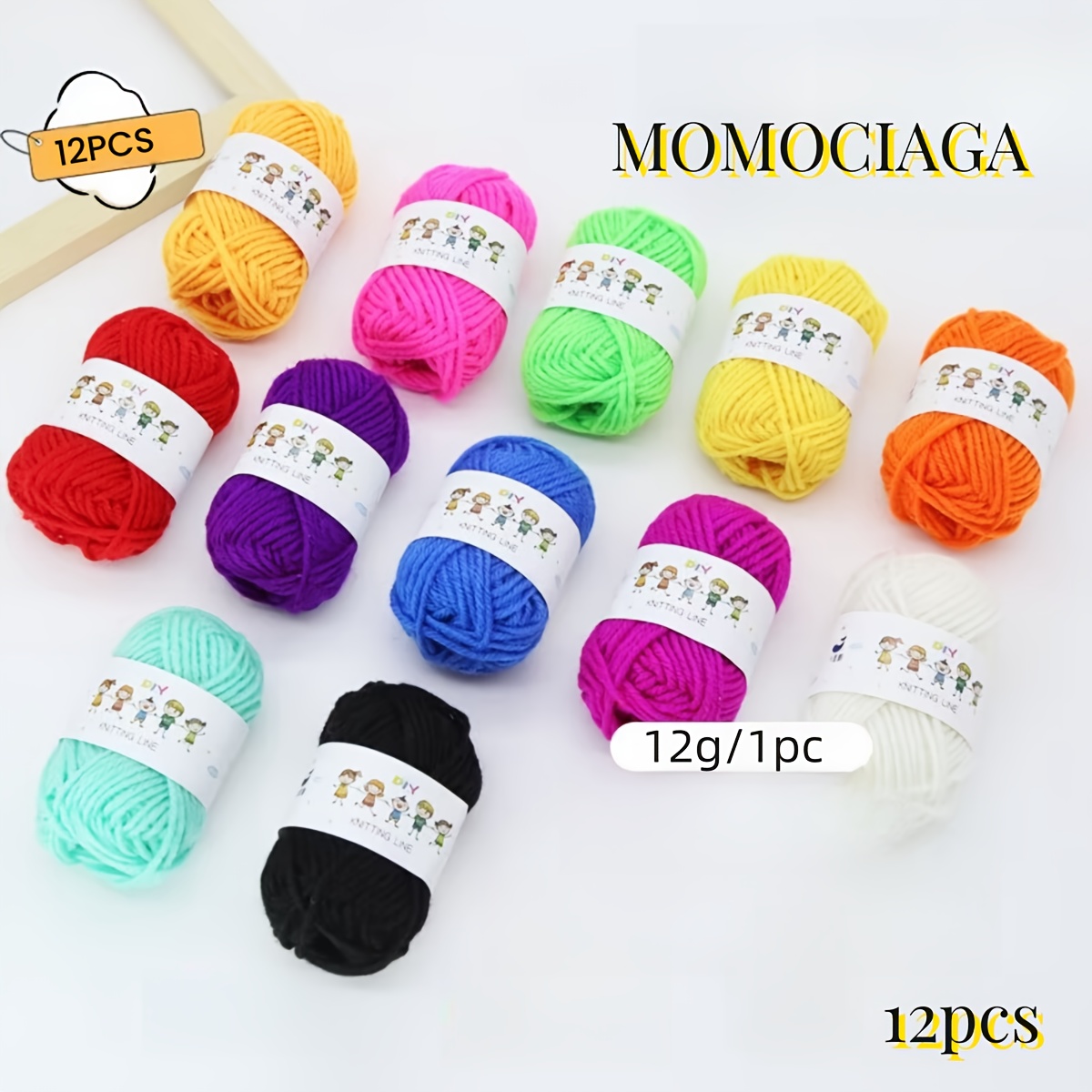 

12 Balls Of Acrylic Hand-woven Crochet Thread, Suitable For Hand-woven Decorations, Accessories, Bags, Hats, Gloves, Socks, Cushions, Etc., 1 Ball 12 Grams, A Total Of 12 Balls, 4 , 2 Mm Thickness