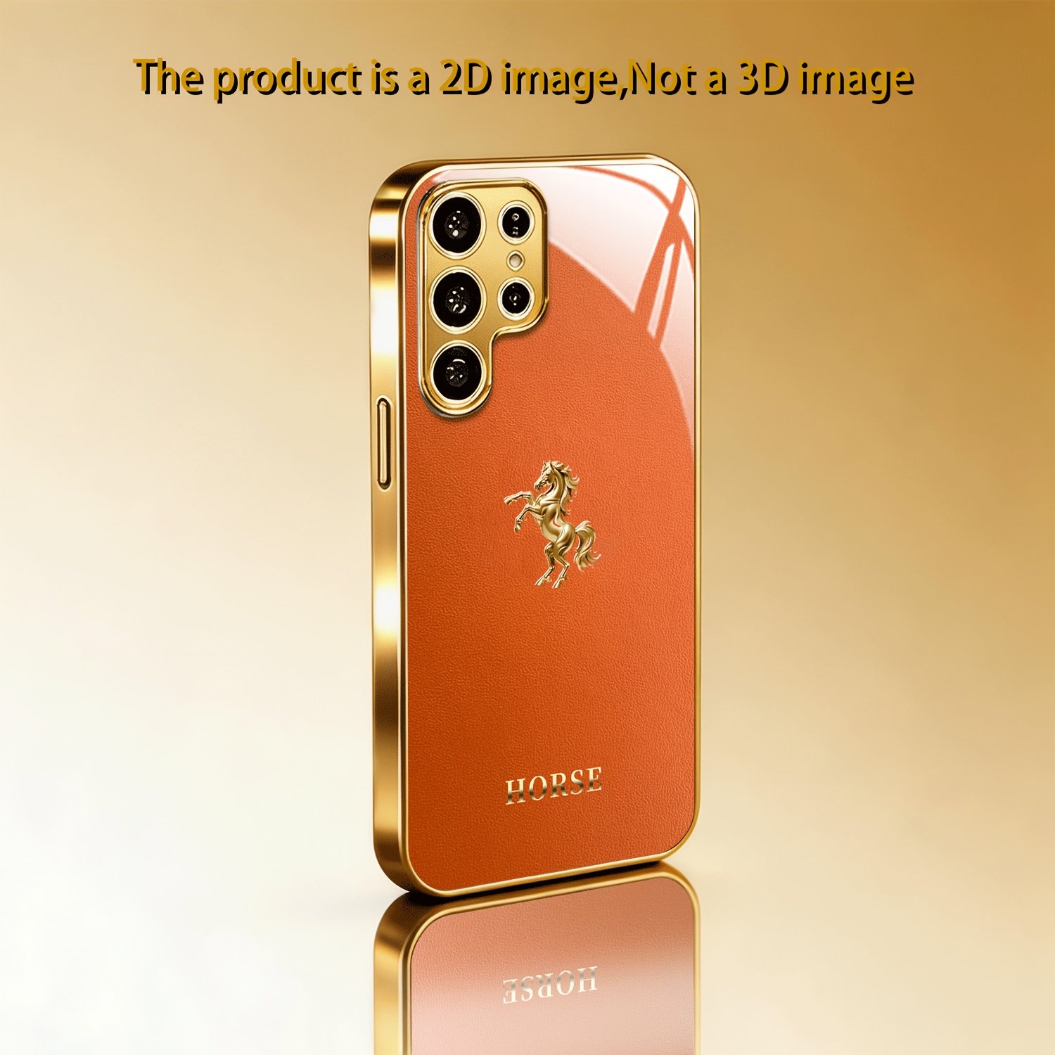 TEMU Phone Case - 2d Orange Background Golden Design Electroplated Case Protective Cover Suitable For Galaxy A51/a52/a53 5g/a54/a56/a71/a72/a73/note