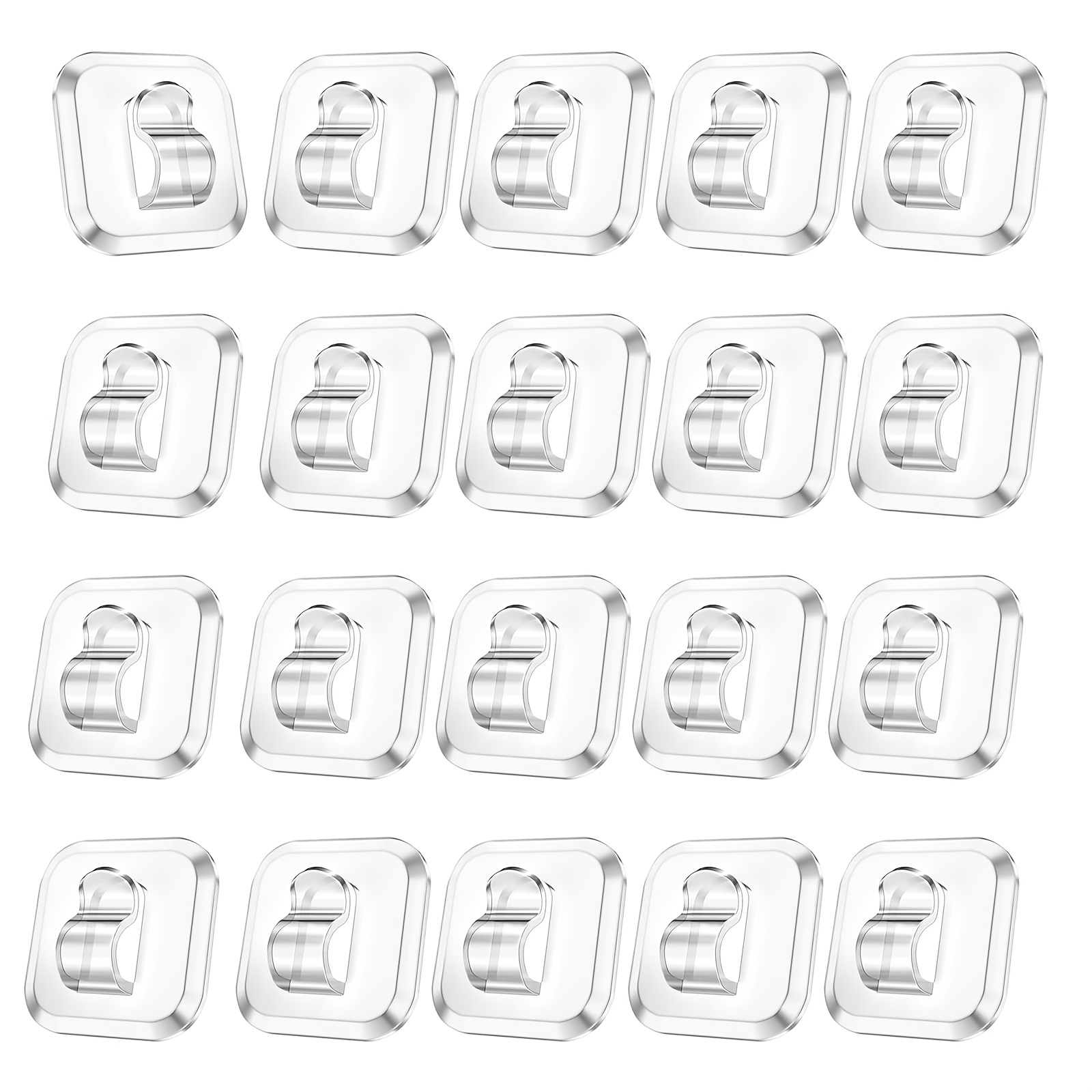 E-shop 20 Stück Mini Lichthaken mit Klebestreifen | Klare Kunststoff-Wandhaken für Innenräume zum Aufhängen, beschädigungsfrei - Polierte Oberfläche,