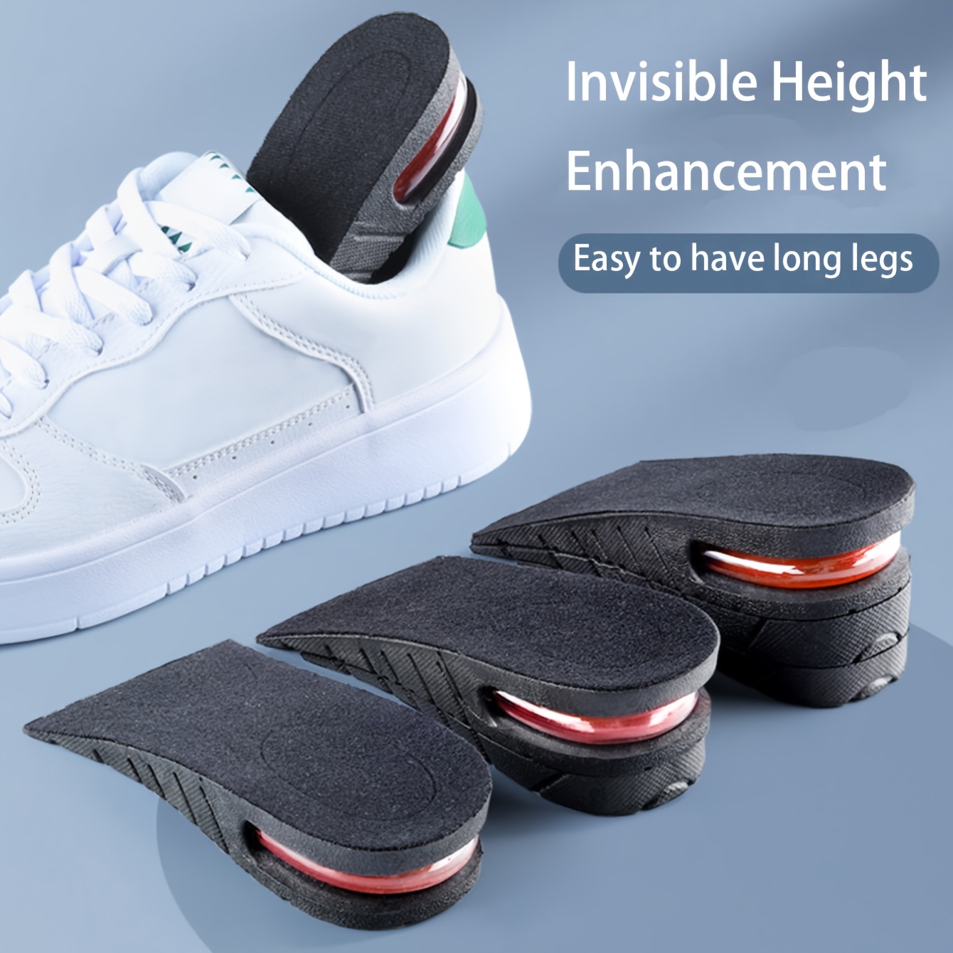 

1 Pair Adjustable Height Increase Insoles - Invisible, Shock-absorbing Tpu Material, Breathable & Comfortable, With Non-collapsing Support For Sneakers & Boots, Shoe Insoles