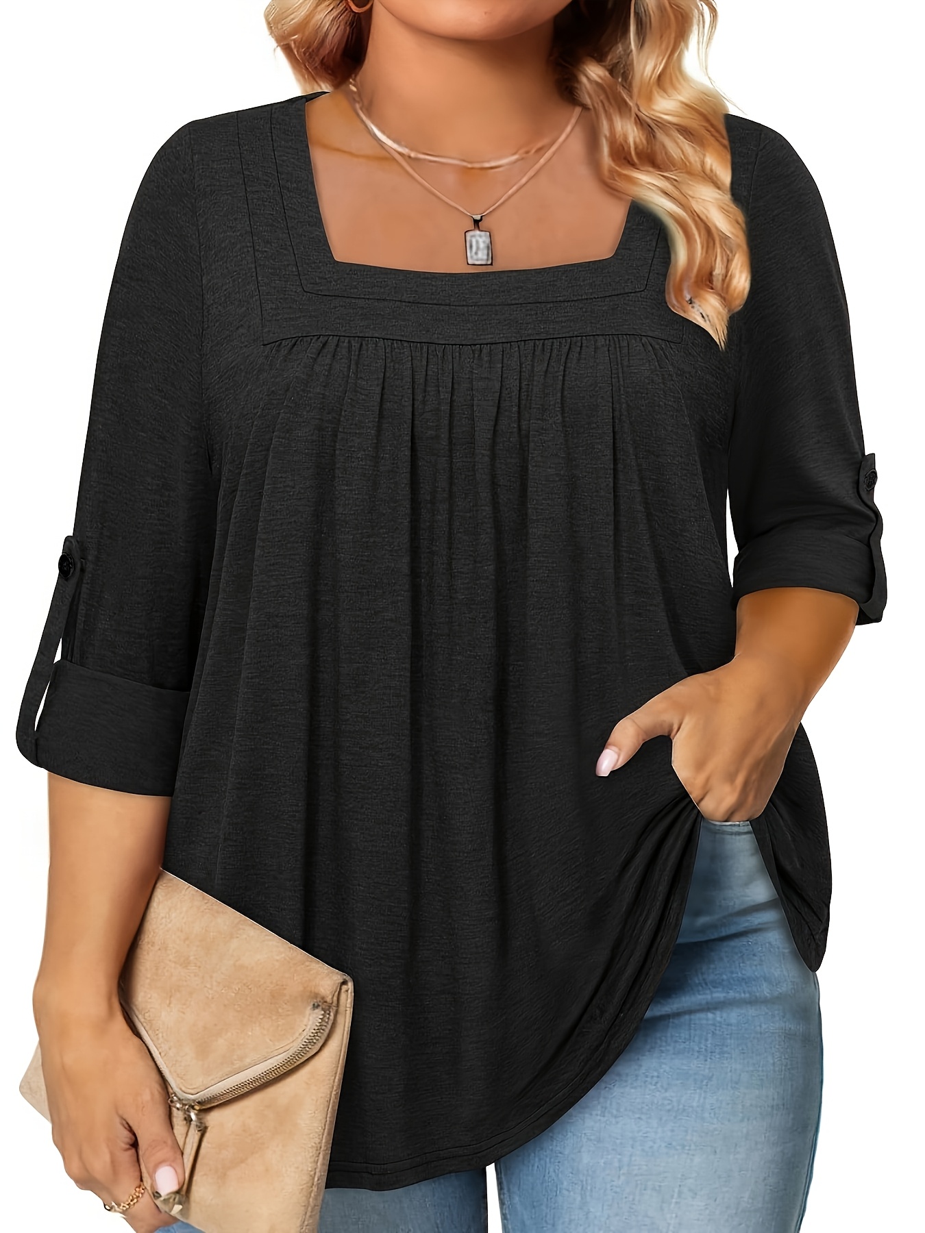 polyester spandex plus size tops