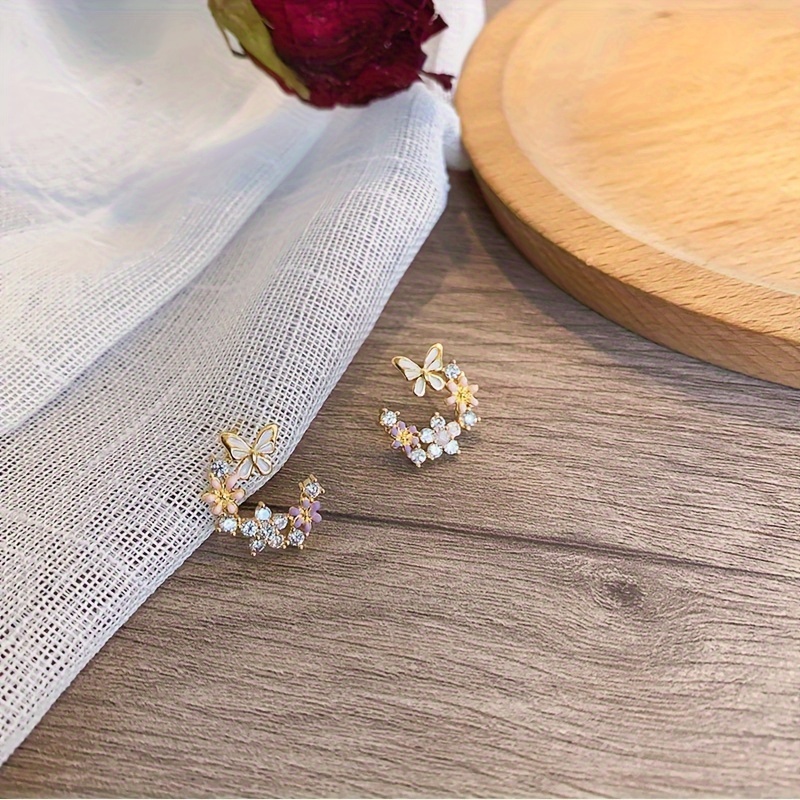 TEMU Delicate And Cute Flower Stud Earrings For Women, A Fashionable And Unique Jewelry Gift