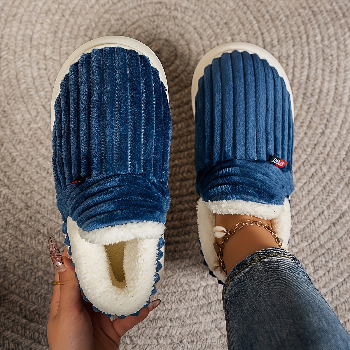 TEMU Fashionable, , Simple, And Flawless Plush-lined Shoes,, Plush Shoes, Ideal For Indoor/outdoor Use, Warm And Comfortable, Unisex, Suitable For ,