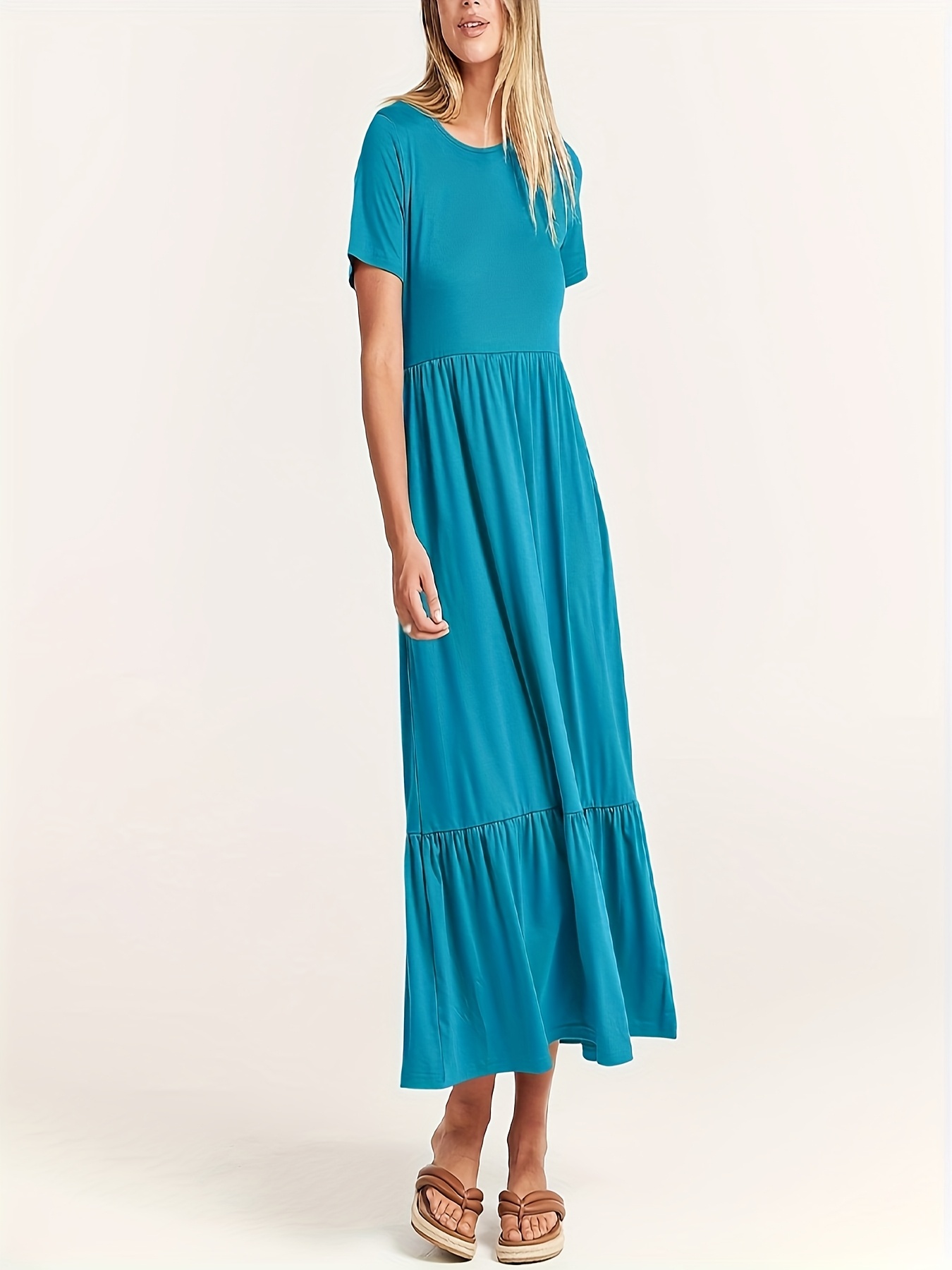 elegant oversized a line shirt dress layered hem breathable - Temu