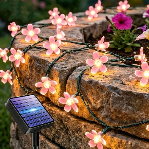 ip54 outdoor solar cherry string lights 100 50 20 led flower garden string lights 8 lighting suitable for garden decoration fences weddings homes partitions parties patios festivals spring and summer decor